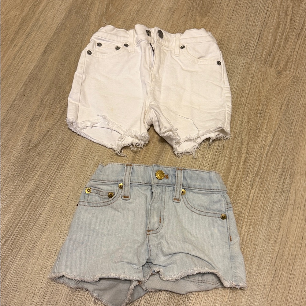 White and Light Blue Denim Shorts